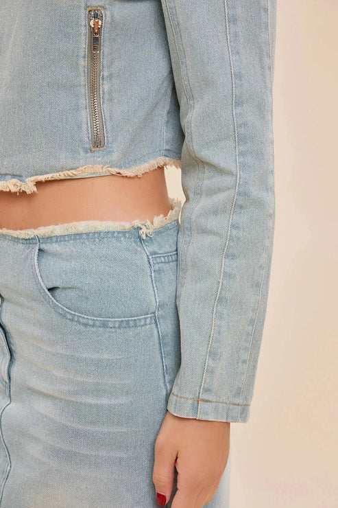 Better than pants - Frayed Back Slit Maxi Denim Skirt