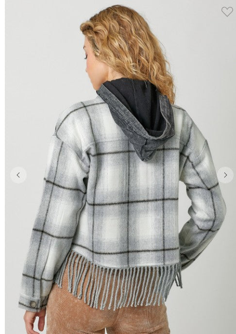 Fringe Hem Plaid Shacket