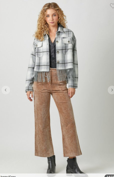 Fringe Hem Plaid Shacket