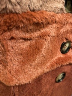 Rust & Rosé Faux Fur Panel Dress – Boho Edition