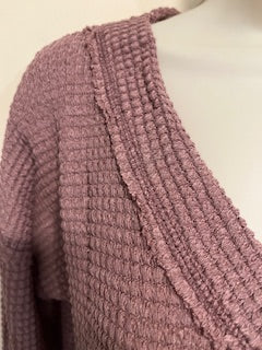 Dusty Rose Knit V-Neck Top