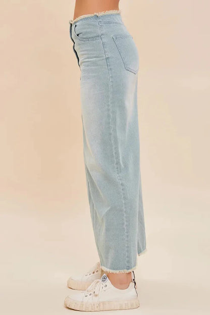 Better than pants - Frayed Back Slit Maxi Denim Skirt