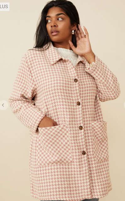 Houndstooth Button-Front Coat