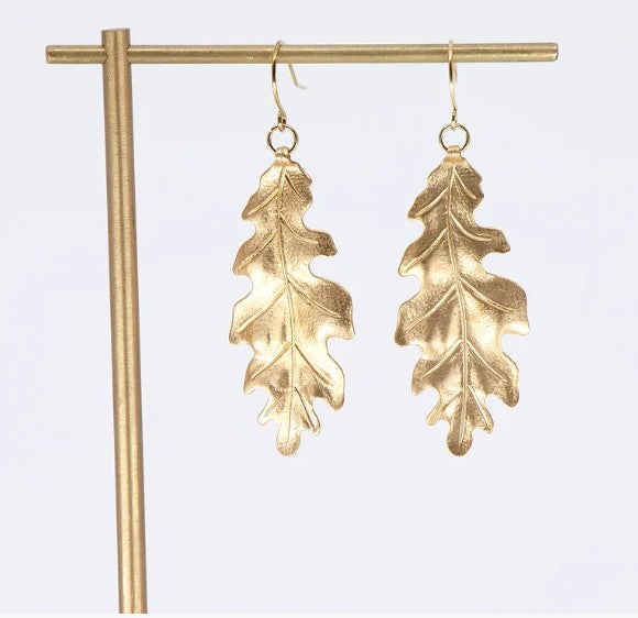 Golden Oak Leaf Earrings — Sara Sela Collection