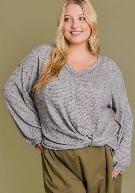 Cozy Twist Front Knit Top