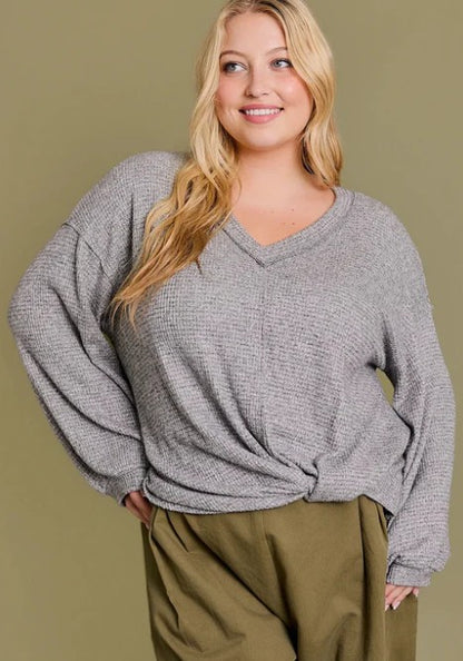 Cozy Twist Front Knit Top