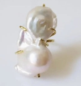 Baroque Freshwater Pearl Adjustable Brass Ring