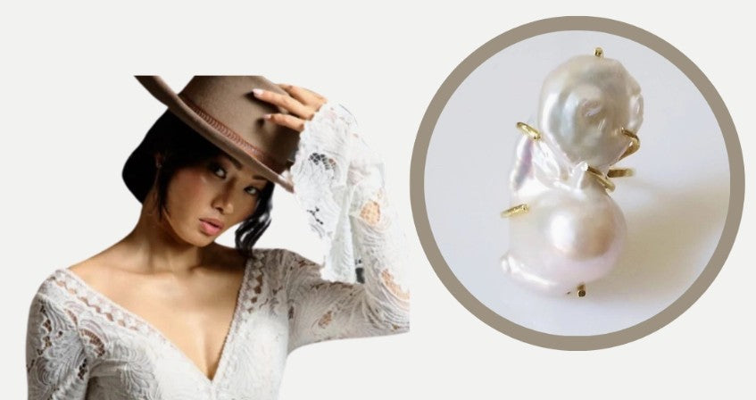 Baroque Freshwater Pearl Adjustable Brass Ring