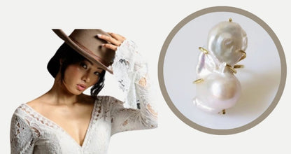 Baroque Freshwater Pearl Adjustable Brass Ring