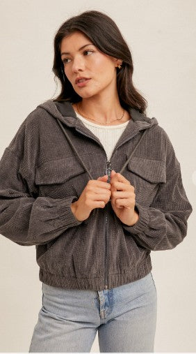 Cozy Corduroy Zip-up Hoodie