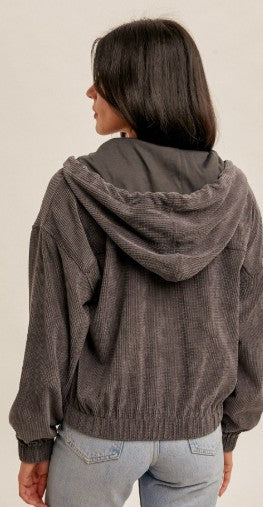 Cozy Corduroy Zip-up Hoodie