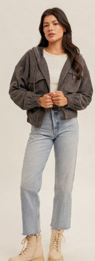 Cozy Corduroy Zip-up Hoodie