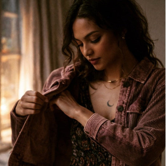 Crushed Berry Corduroy "Shacket" – Boho Babe Edition