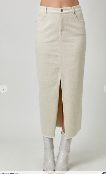 Washed Front Slit Corduroy Skirt