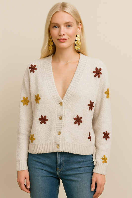 Emroidered Sweater Cardigan