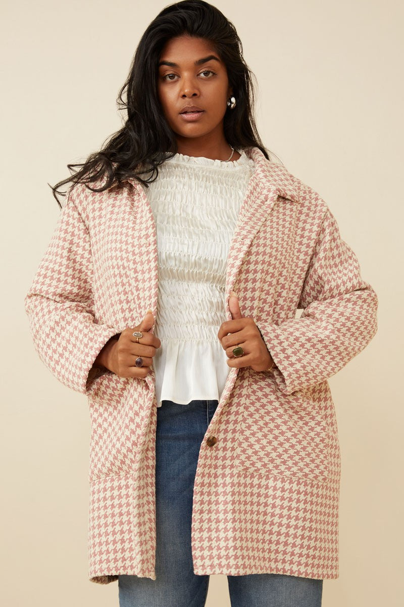 Houndstooth Button-Front Coat
