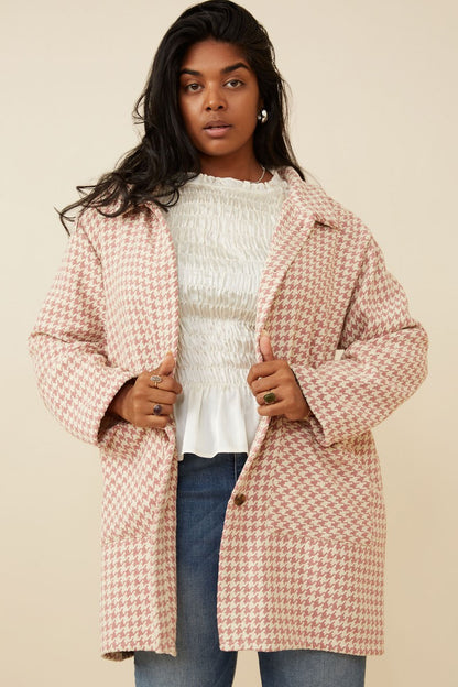 Houndstooth Button-Front Coat