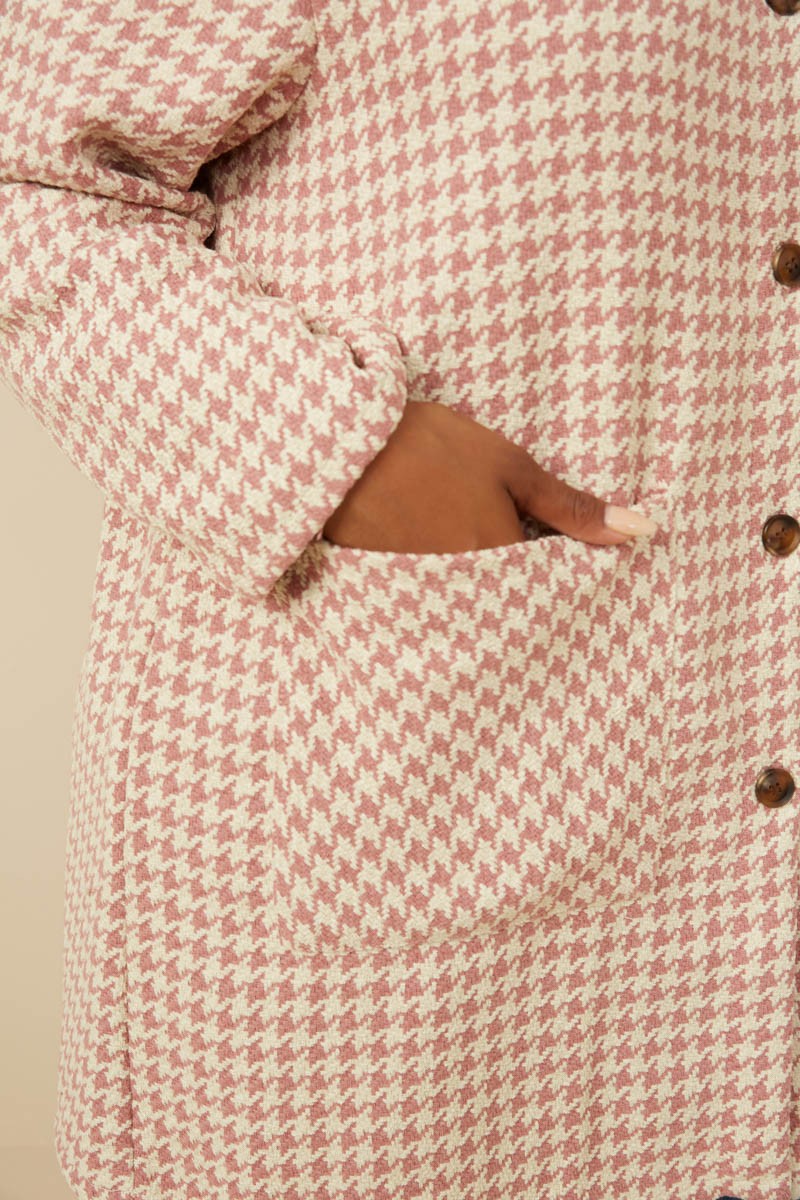 Houndstooth Button-Front Coat