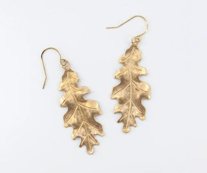 Golden Oak Leaf Earrings — Sara Sela Collection