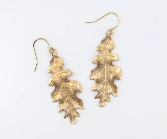 Golden Oak Leaf Earrings — Sara Sela Collection
