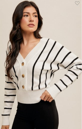 Striped Lace-Up Back Cardigan