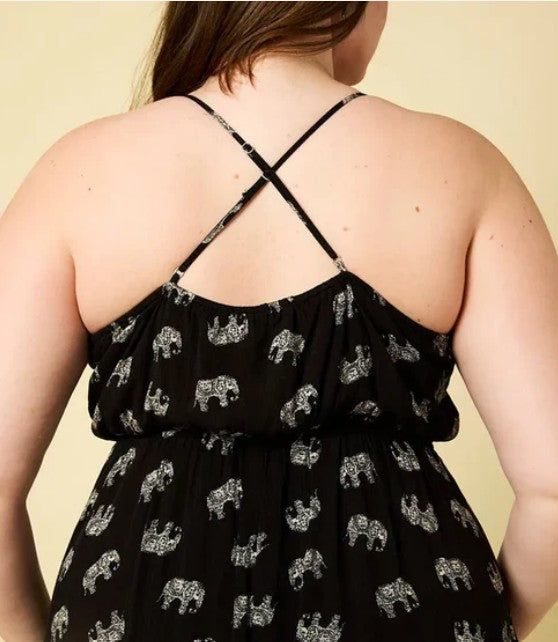 Elephant Print Midi Dress