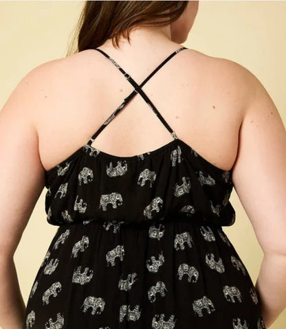 Elephant Print Midi Dress