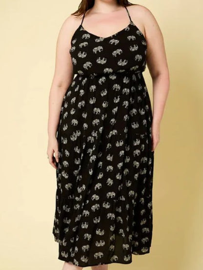 Elephant Print Midi Dress