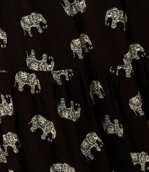 Elephant Print Midi Dress