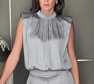 Mock Neck Padded Shoulder With Lace Trim Bodysuit