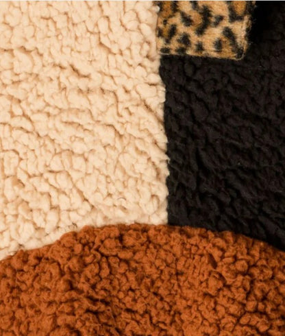 Colorblock Sherpa Pullover with Leopard Detail 🐆