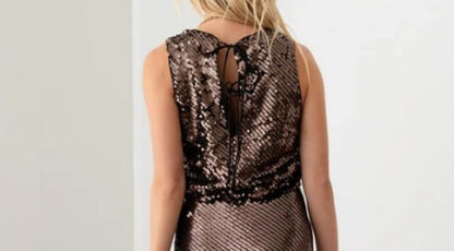✨ Bronze Sequin Tie-Back Tank