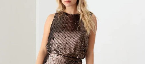 ✨ Bronze Sequin Tie-Back Tank