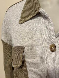 Contrast Pocket Button-Up "Shacket"