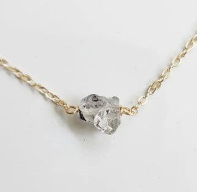 Natural Tibetan Quartz w/ Anthraxolite Focal Necklace 16" - Sara Sela