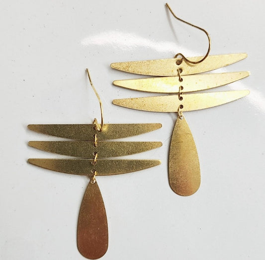 20% OFF!  Cascading Waterfall Brass Earrings - Sara Sela Collection