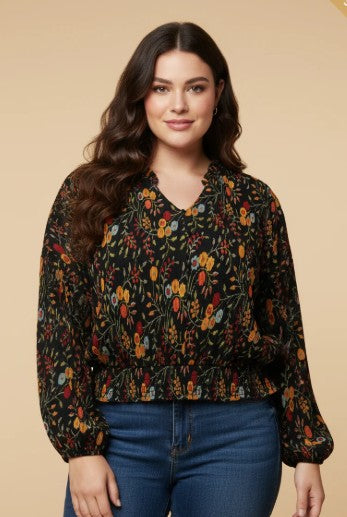 🌙 Plus Size Midnight Meadow Blouse