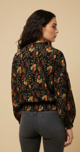🌙 Plus Size Midnight Meadow Blouse